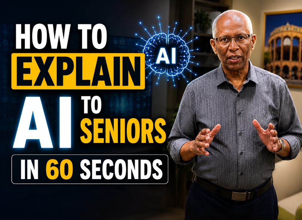 Youtube thumbnail image of Henry Collins explaining AI to seniors